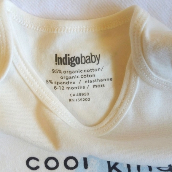NEW indigo organic cotton graphic short sleeve bodysuit diaper shirt 6-12 month - Picture 2 of 5